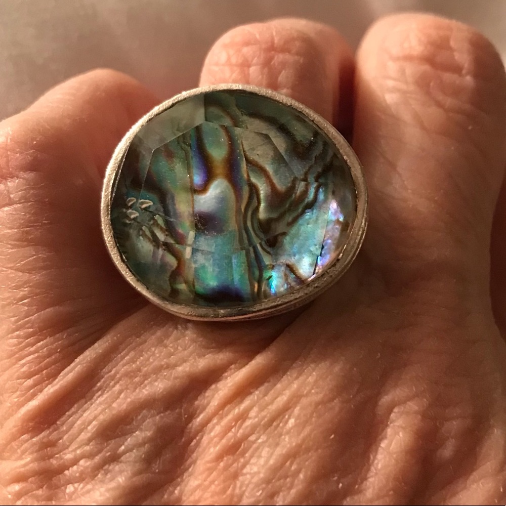 SILPADA R2760 .925 Sterling Silver Abalone Classic Rock Ring Size 6